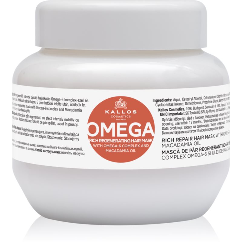 Kallos Kjmn Professional Omega Maschera Per Capelli Nutriente Con Complesso Omega 6 E Olio Di Macadamia 275 Ml