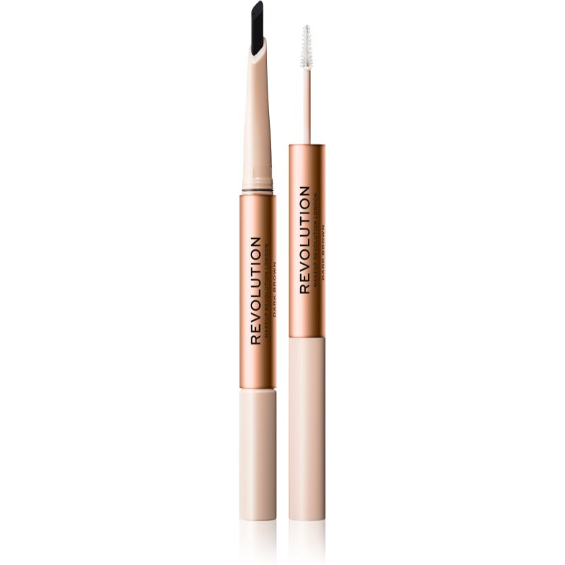 Makeup Revolution Fluffy Brow Filter Duo Matita Per Sopracciglia A Doppia Punta Per Fissare E Modellare Colore Dark Brown 0.12 G