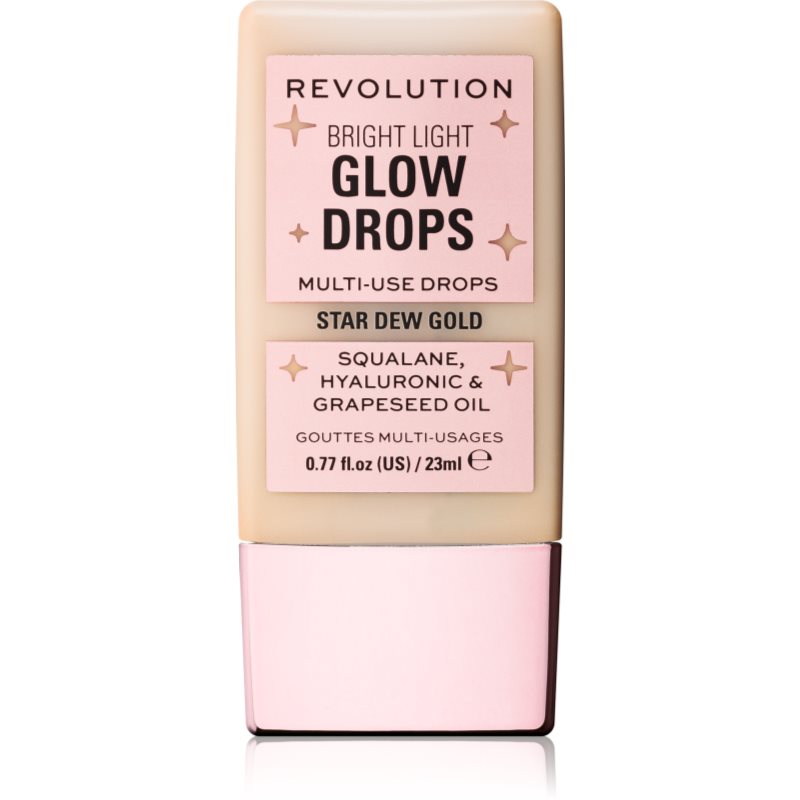 Makeup Revolution Bright Light Glow Drops Illuminante Liquido Colore Golden Star Dew 23 Ml