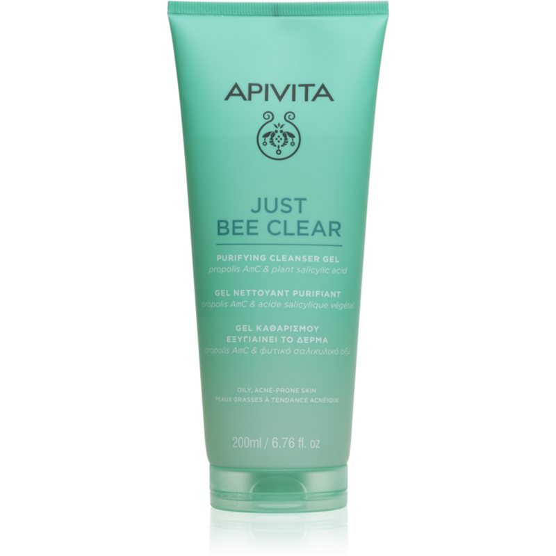 Apivita Just Bee Clear Purifying Cleanser Gel Gel Detergente Viso Anti-Acne 200 Ml