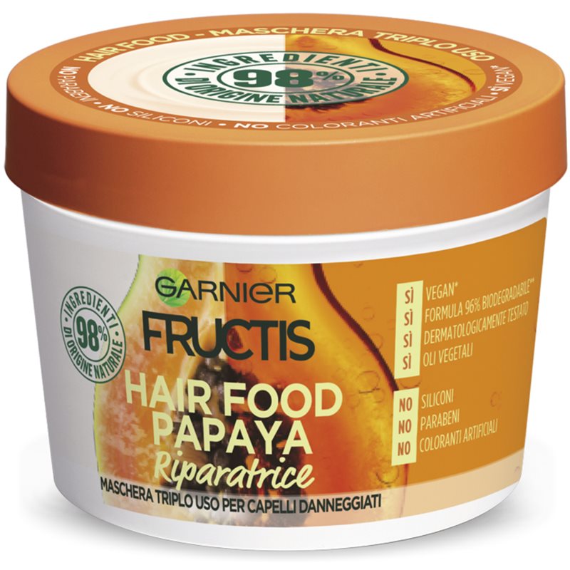 Garnier Fructis Papaya Hair Food Maschera Rigenerante Per Capelli Rovinati 3 In 1 390 Ml