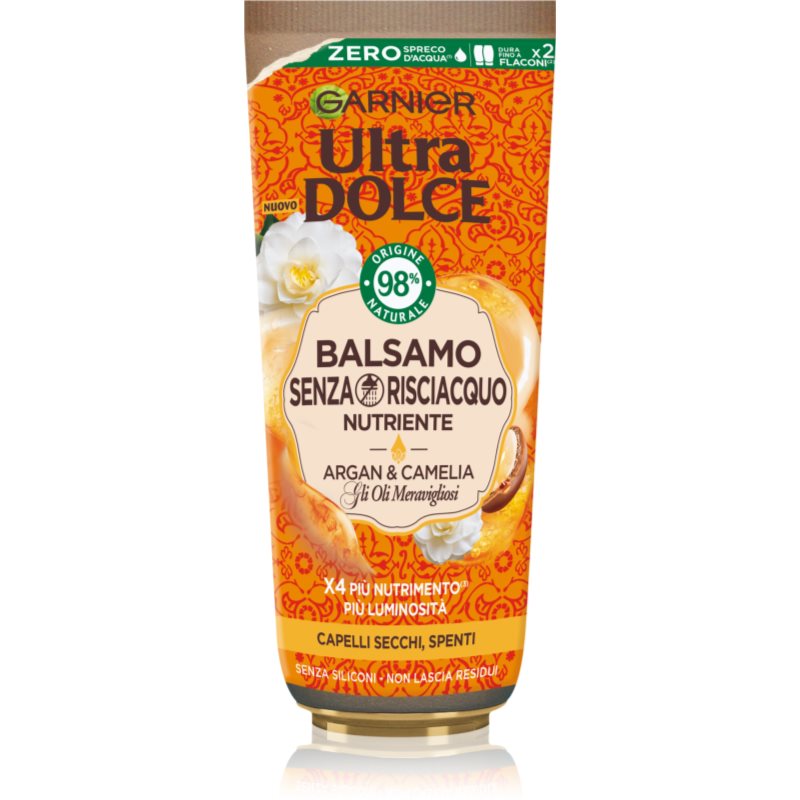 Garnier Ultra Dolce Olio D'Argan E Di Camelia Balsamo Nutriente Senza Risciacquo Per Capelli Secchi 200 Ml