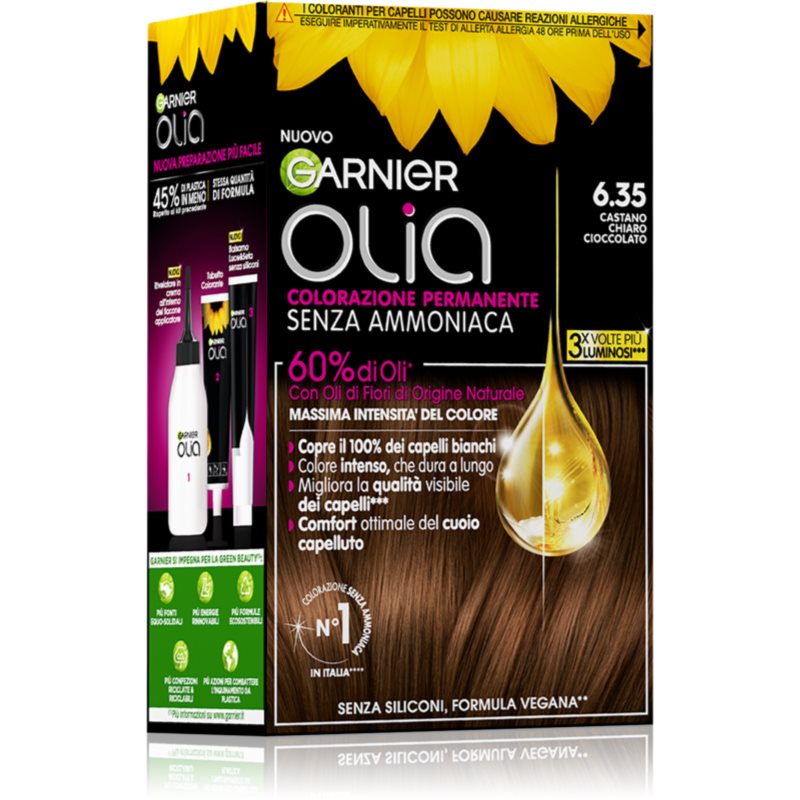 Garnier Olia Tinta Permanente Per Capelli Colore 6.35 Castano Chiaro Cioccolato 1 Pz