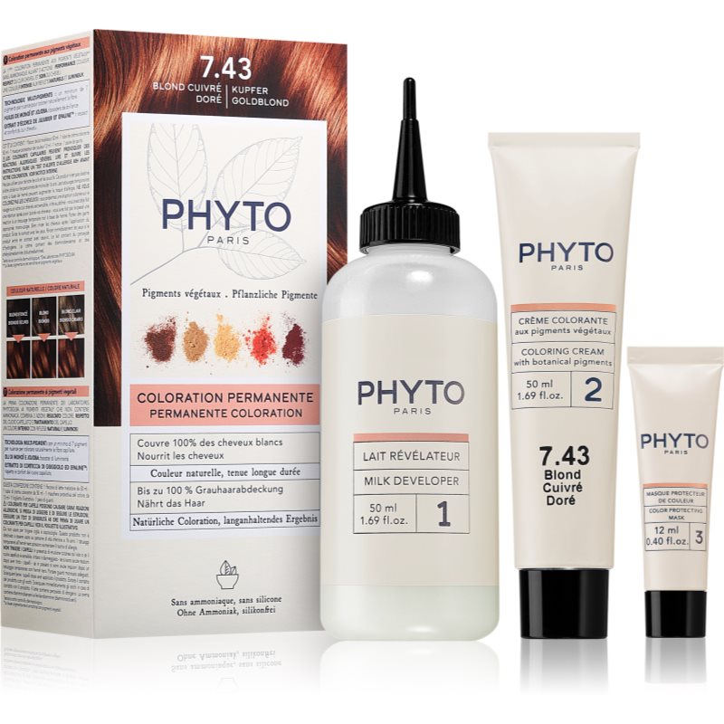 Phyto Color Tinta Per Capelli Con Estratti Vegetali Colore 7.43 Copper Golden Blonde 3 Pz