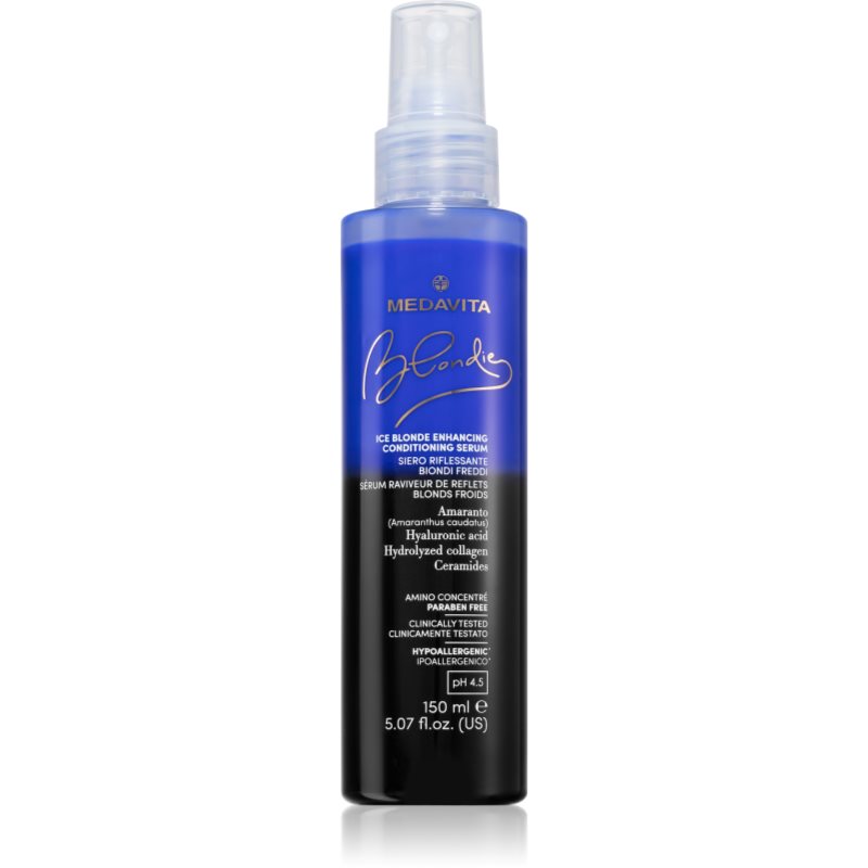 Medavita Blondie Ice Blonde Enhancing Conditioning Serum Balsamo Spray Senza Risciacquo Per Sfumature Biondo Freddo Ph 4.5 150 Ml
