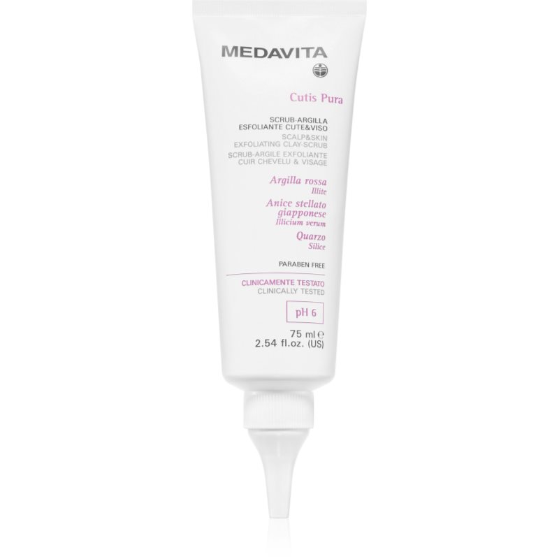 Medavita Cutis Pura Exfoliating Clay-Scrub Scrub Detergente Per Il Viso E Il Cuoio Capelluto 75 Ml