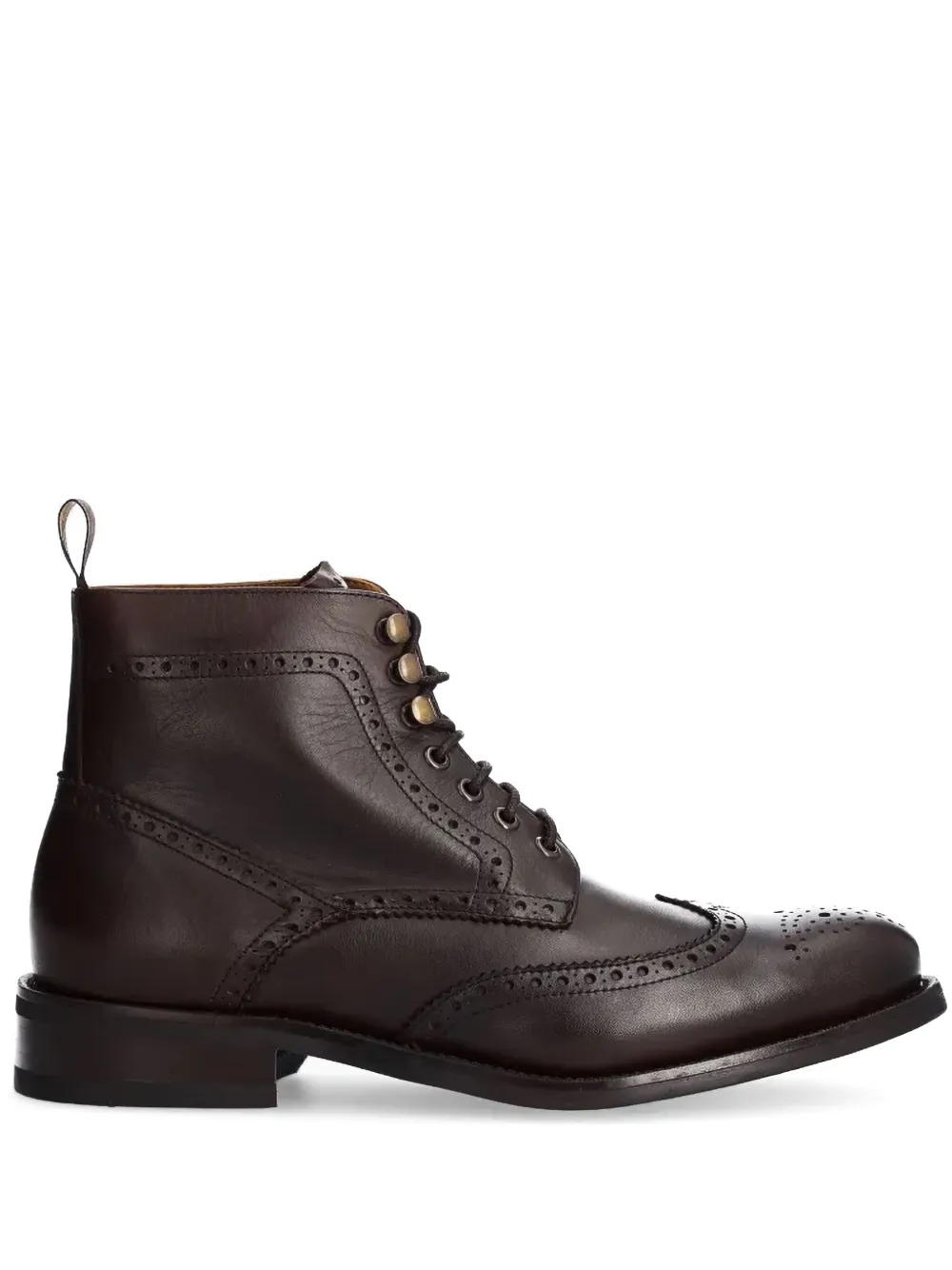Hackett brogue-detail leather boots - Marrone