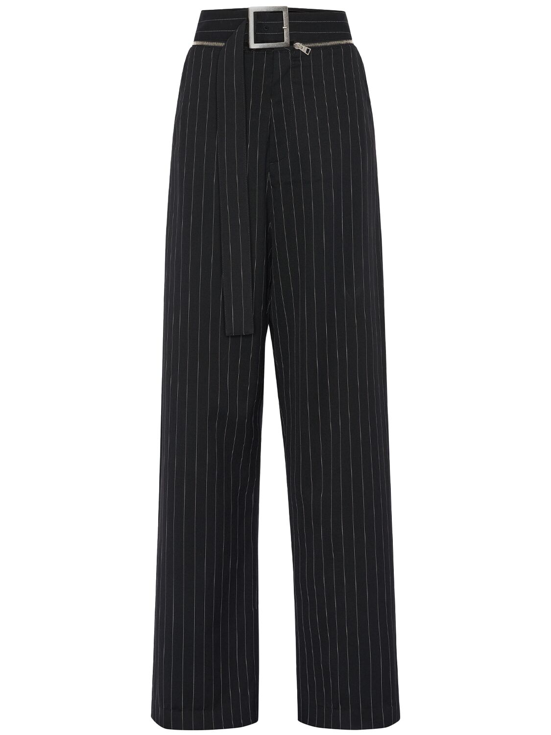 Tailored Pinstripe Wool Wide Pants