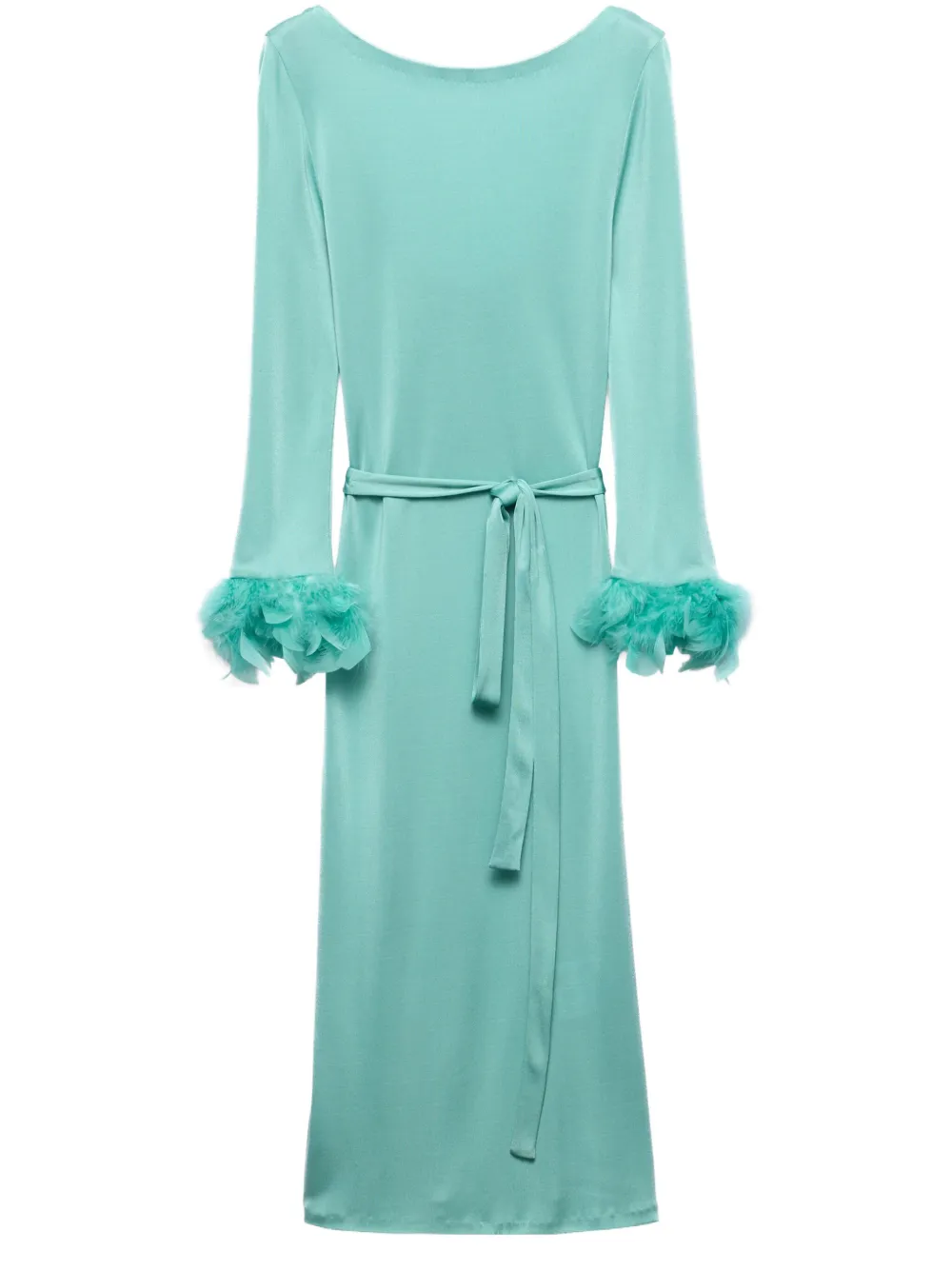 Prada feather-trim midi dress - Verde