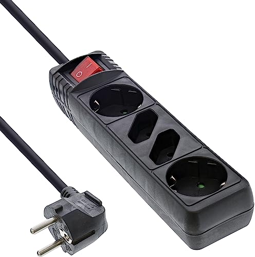 Inline 16445S Prolunghe E Multiple 5 M 4 Presa(E) Ac Nero - Multiprese (5 M, 4 Uscita(E) Ac, Nero, Plastica, 230 V, 3500 W)