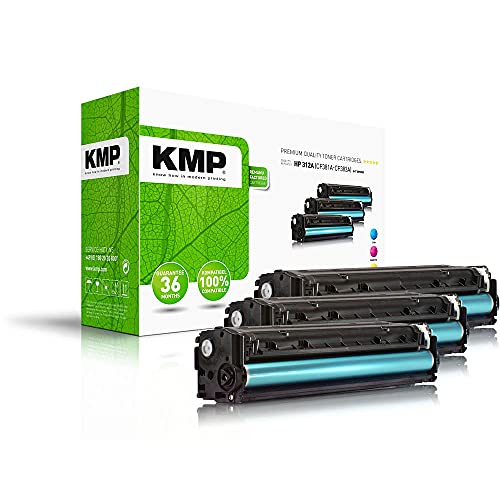 Kmp H-T189Cmy - Toner Combinato, Sostituisce Hp 312A (Cf381A, Cf383A, Cf382A) Ciano, Magenta, Giallo Kompa