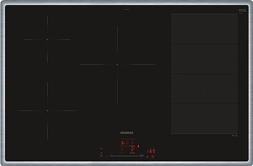 Siemens Ex845Hvc1E, Iq700 Smart Piano Cottura A Induzione Con Telaio, Autosufficiente, 80 Cm, Nero, Funzionamento Con Touchslider, Zone Di Cottura Fle