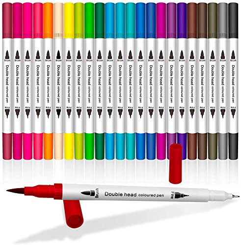 Madeki Pennarelli Con Doppia Punta, 0,4 Mm E Punta Brush Per Acquerelli Per Bambini E Adulti, Schizzi, Scarabocchi, Pittura, Creazione Di Carte Fai-Da