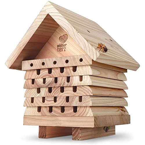Wildtier Herz | Casetta Api - Casetta Per Api Solitarie E Non - Resistente Alle Intemperie E Impermeabile - Realizzata In Legno 100% Naturale - Dimens