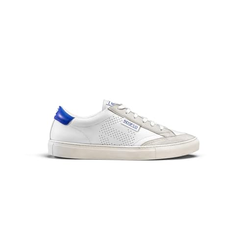 Sparco 0012B344Biaz Zapatillas S-Time Talla 44 Blanco/Azul, Stivaletti Bassi Con Lacci Unisex-Adulto, Multicolore, Eu