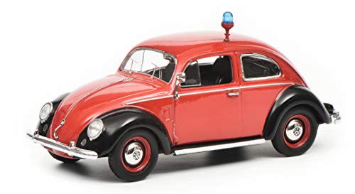 Schuco Käfer Feuerwehr Vw Maggiolino Ovali Vigili Del Fuoco, Con Luce Blu, Modello Auto 1:43, Rosso/Nero, Colore, 450258900