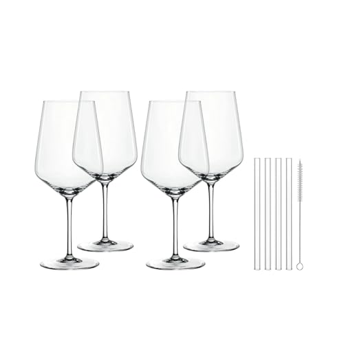 Nachtmann Set 4 Calici Bicchieri Da Spritz Cocktail Cristallo 640Ml Con 4 Cannucce In Vetro