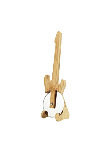 Winkee Rocks - Tagliapasta Per Chitarra | Il Fantastico Tagliapizza Per Rockstars | Rullo Per Pizza In Acciaio Inox E Legno | Rullo Sartoriale Guitar