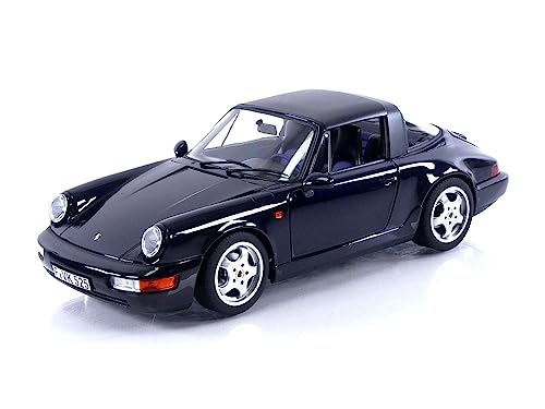 Norev Compatibile Con Porsche 911 (964) Carrera 4 Targa 1991 Blu Scuro Metallizzato Modello Auto 1:18