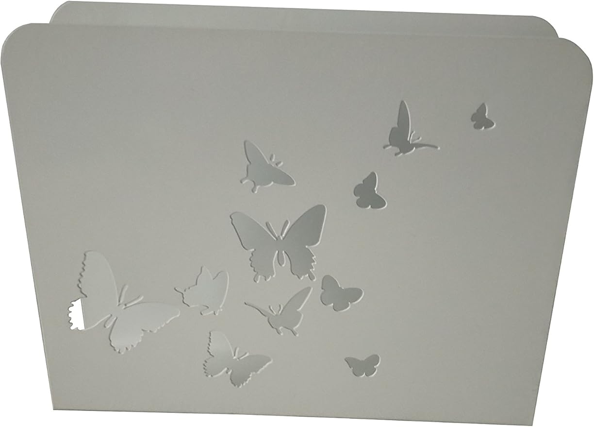 King home portariviste bianco butterflies in metallo verniciato 30x7,5x23h cm