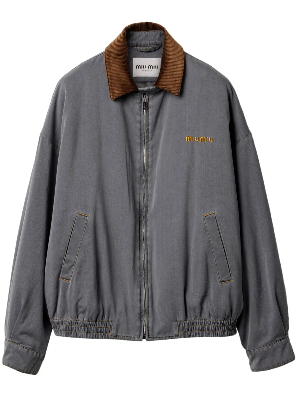 Miu Miu velvet-trim bomber jacket - Grigio