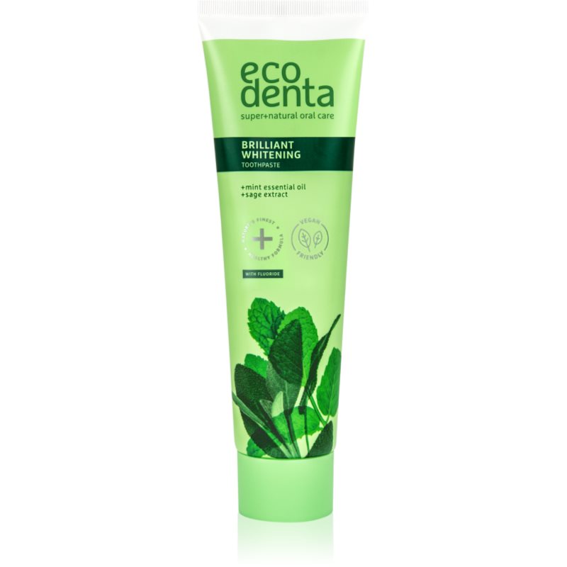 Ecodenta Green Brilliant Whitening Dentifricio Sbiancante Al Fluoro Per Un Alito Fresco Mint Oil + Sage Extract 100 Ml