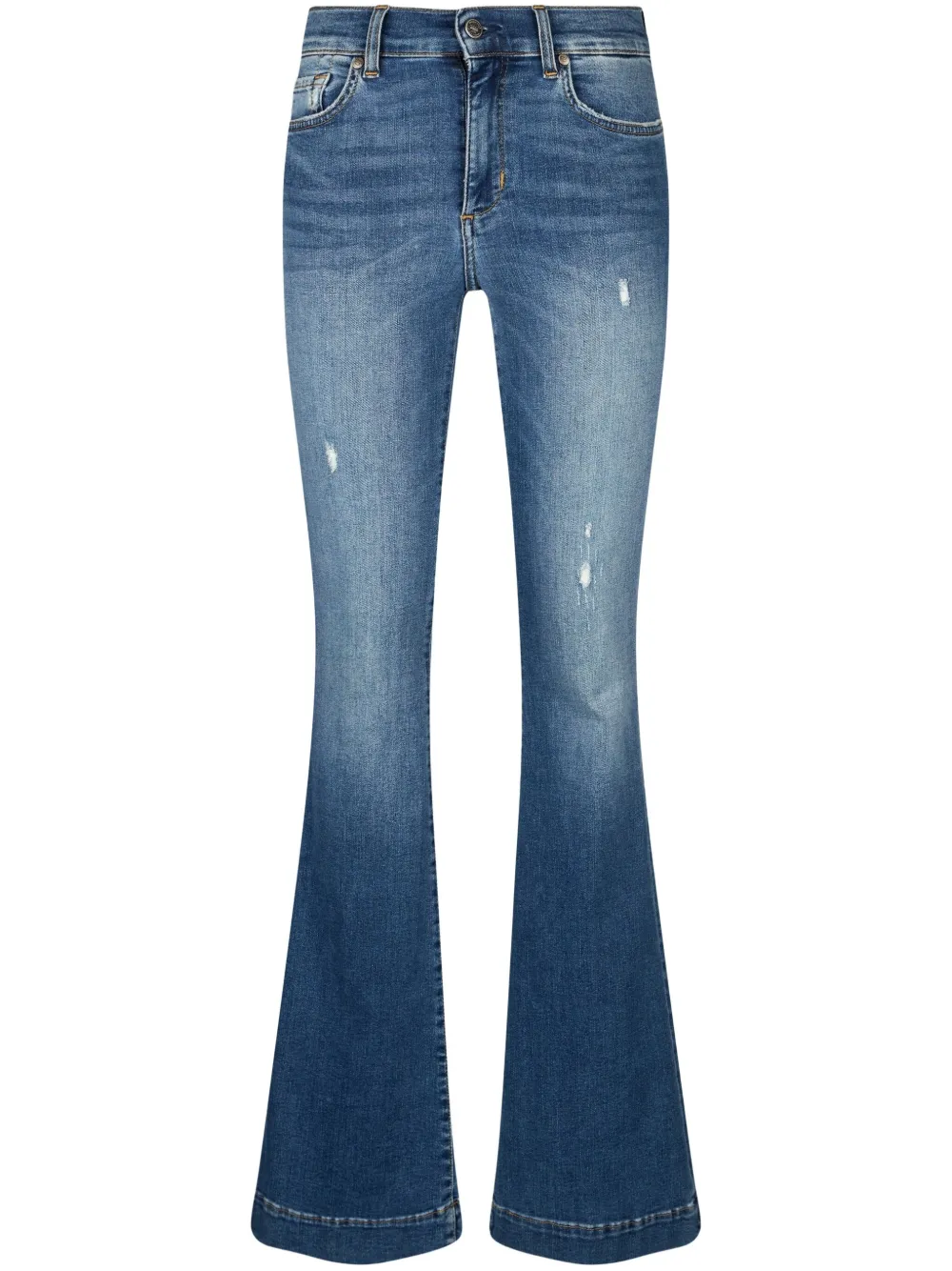 LIU JO Blue bell-bottom jeans with rhinestones
