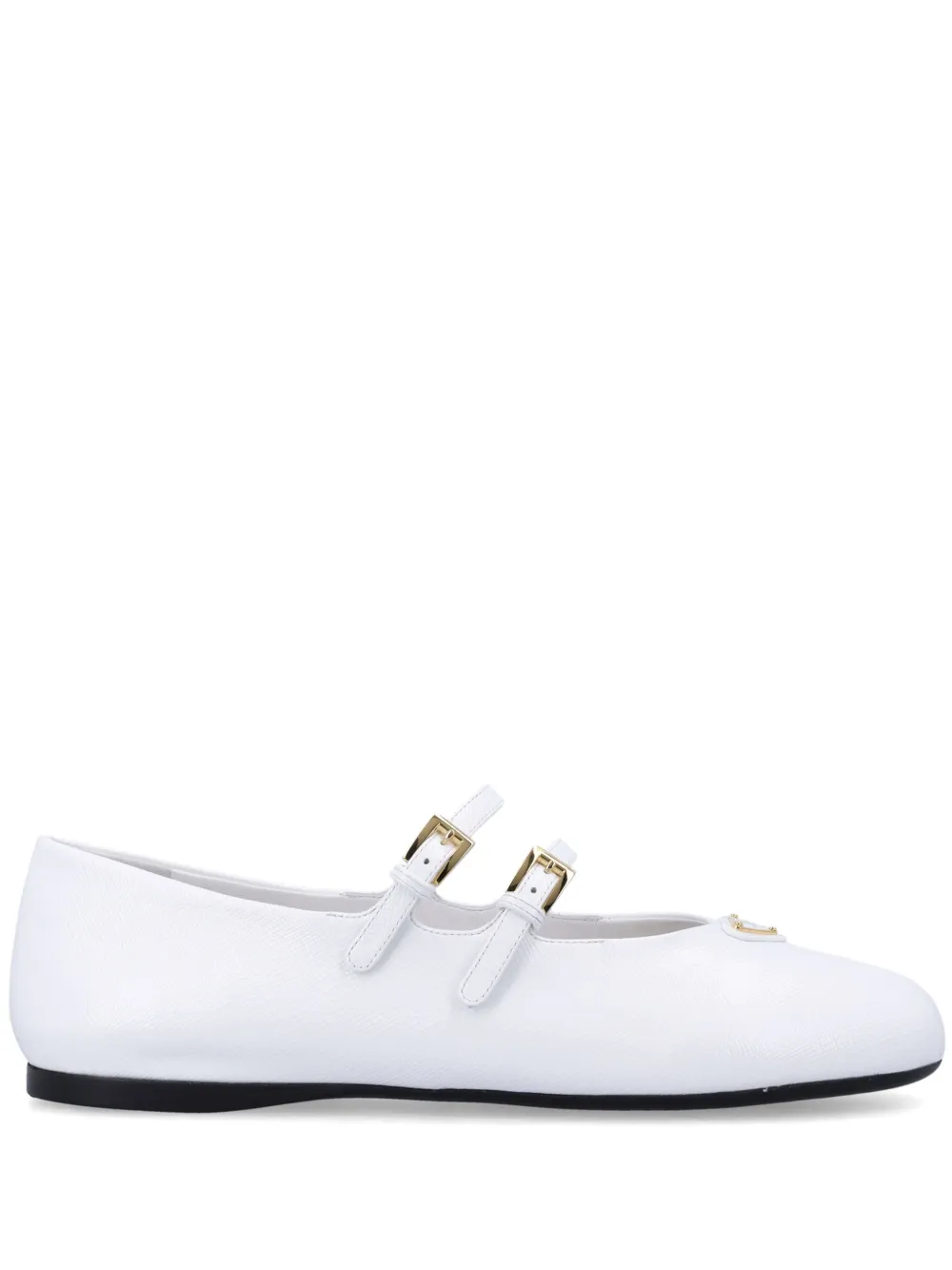 Prada triangle-logo ballet shoes - Bianco