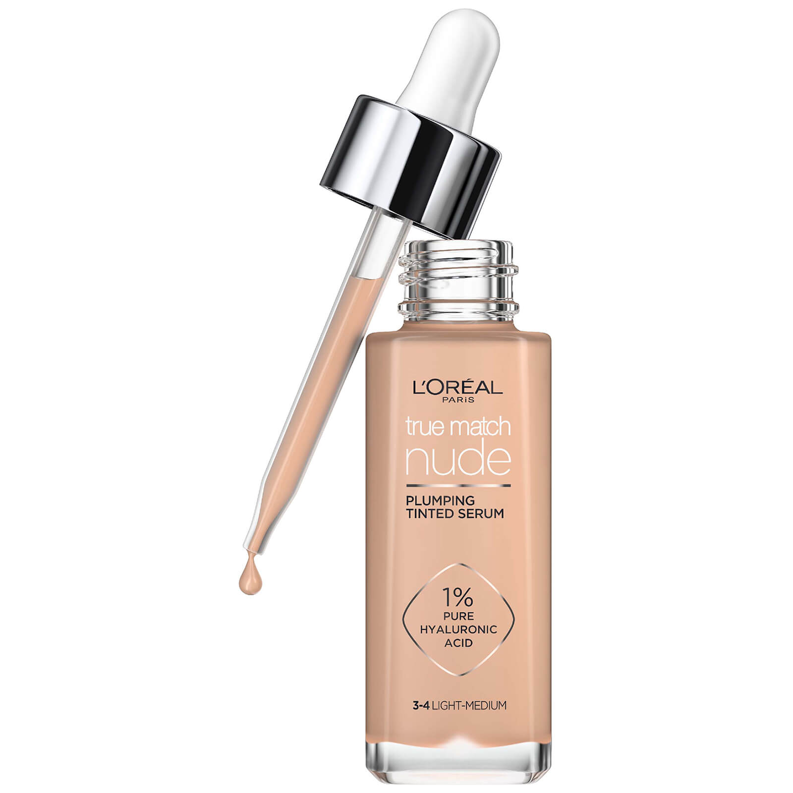 L'Oréal Paris True Match Nude Plumping Tinted Serum (Various Shades) - 3-4 Light-Medium