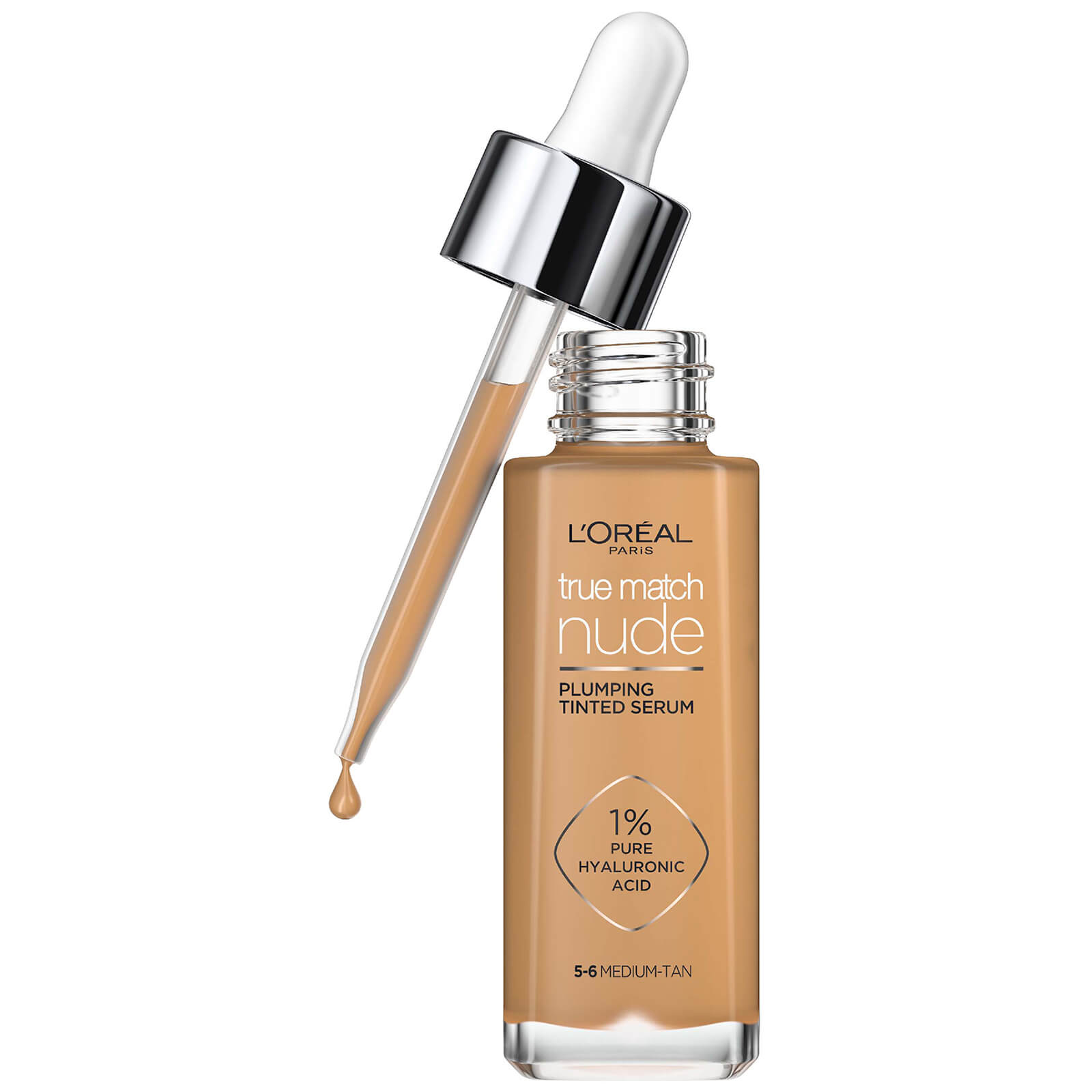 L'Oréal Paris True Match Nude Plumping Tinted Serum (Various Shades) - 5-6 Medium Tan