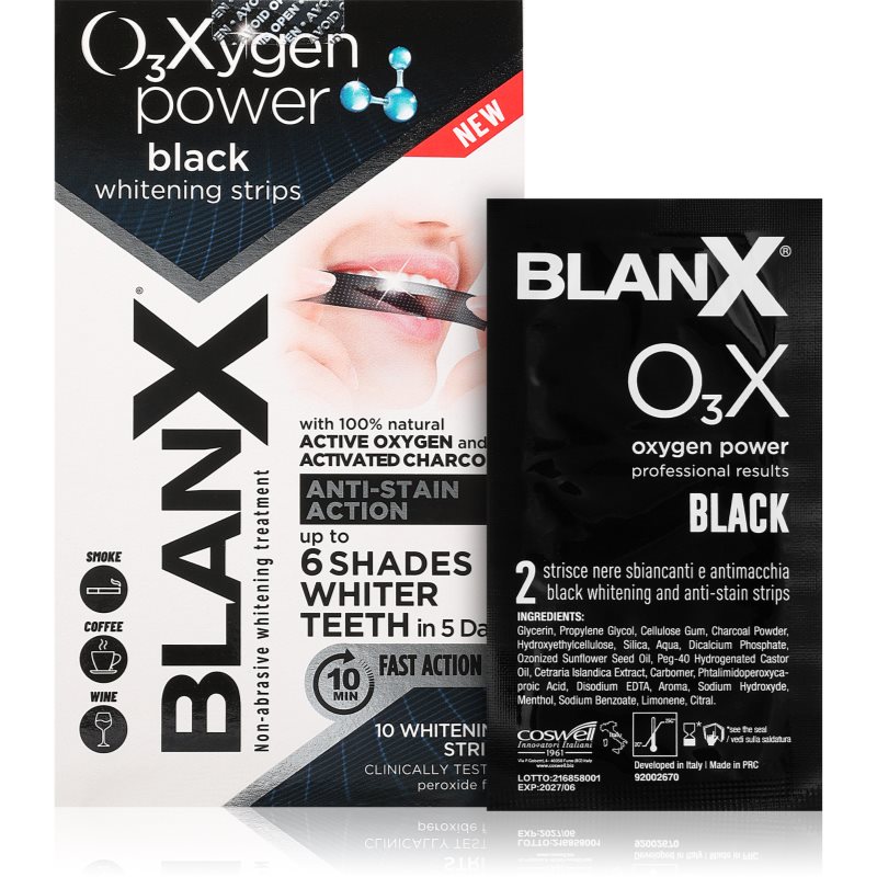 Blanx Oxygen Power Whitening Black Strips Strisce Sbiancanti Per I Denti 10 Pz
