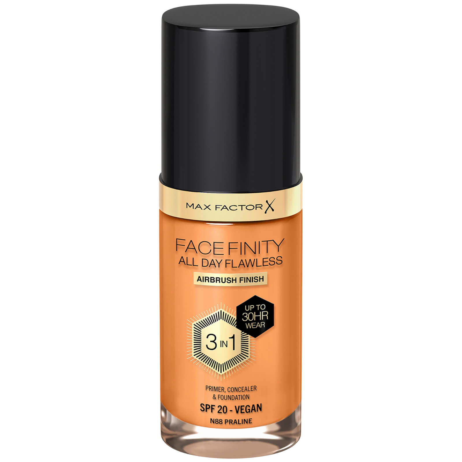 Max Factor Facefinity All Day Flawless 3 in 1 Vegan Foundation 30ml (Various Shades) - N88 - PRALINE