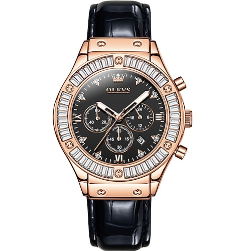 nuovo olevs olevs marchio moda cintura orologi al quarzo da donna cronografi calendario 24 ore luminoso semplice tempo libero orologi sportivi diamant