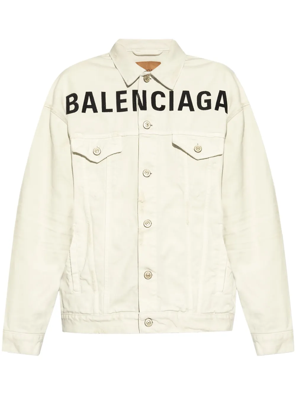 Balenciaga logo-print denim jacket - Bianco