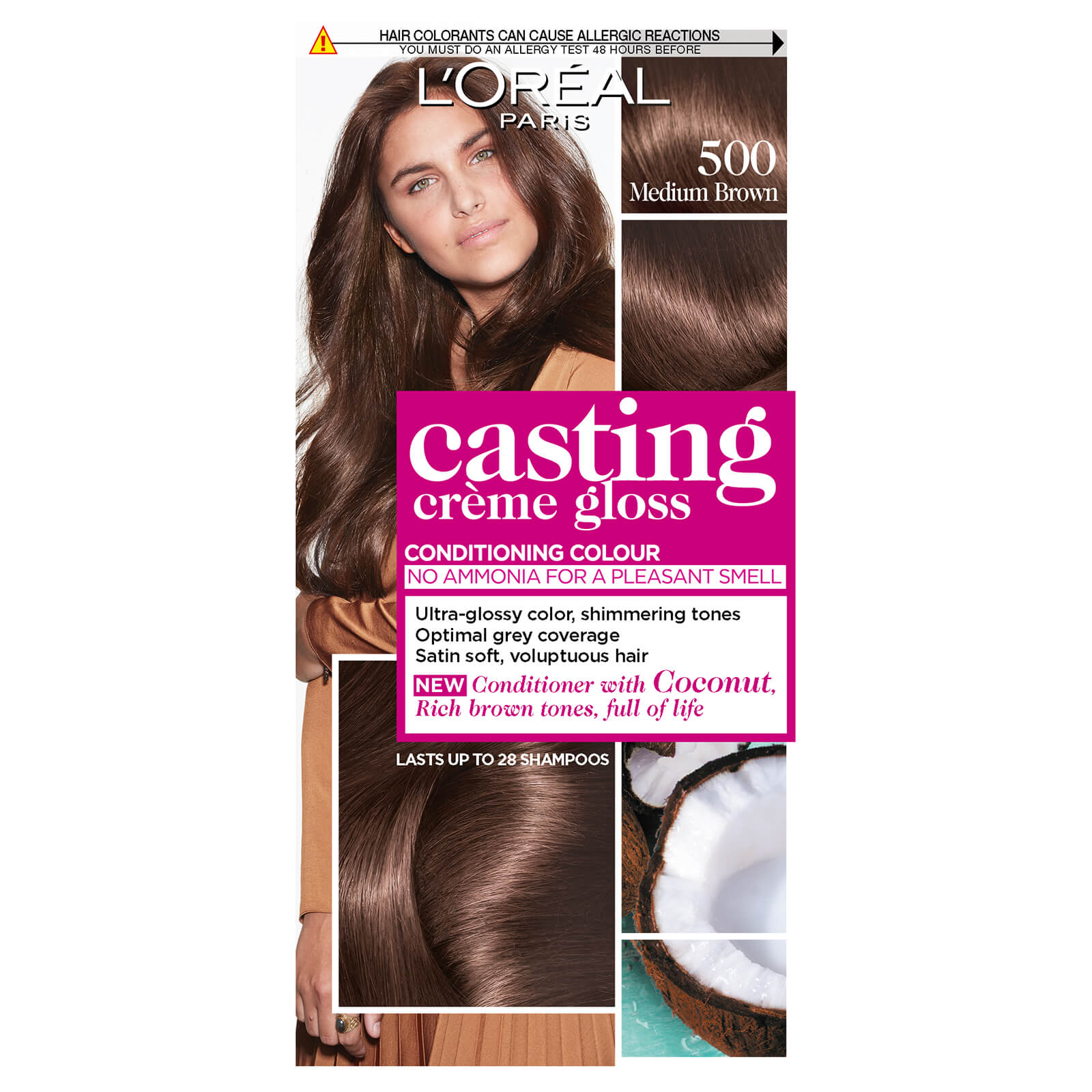L'Oréal Paris Casting Crème Gloss Semi-Permanent Hair Dye (Various Shades) - 500 Medium Brown