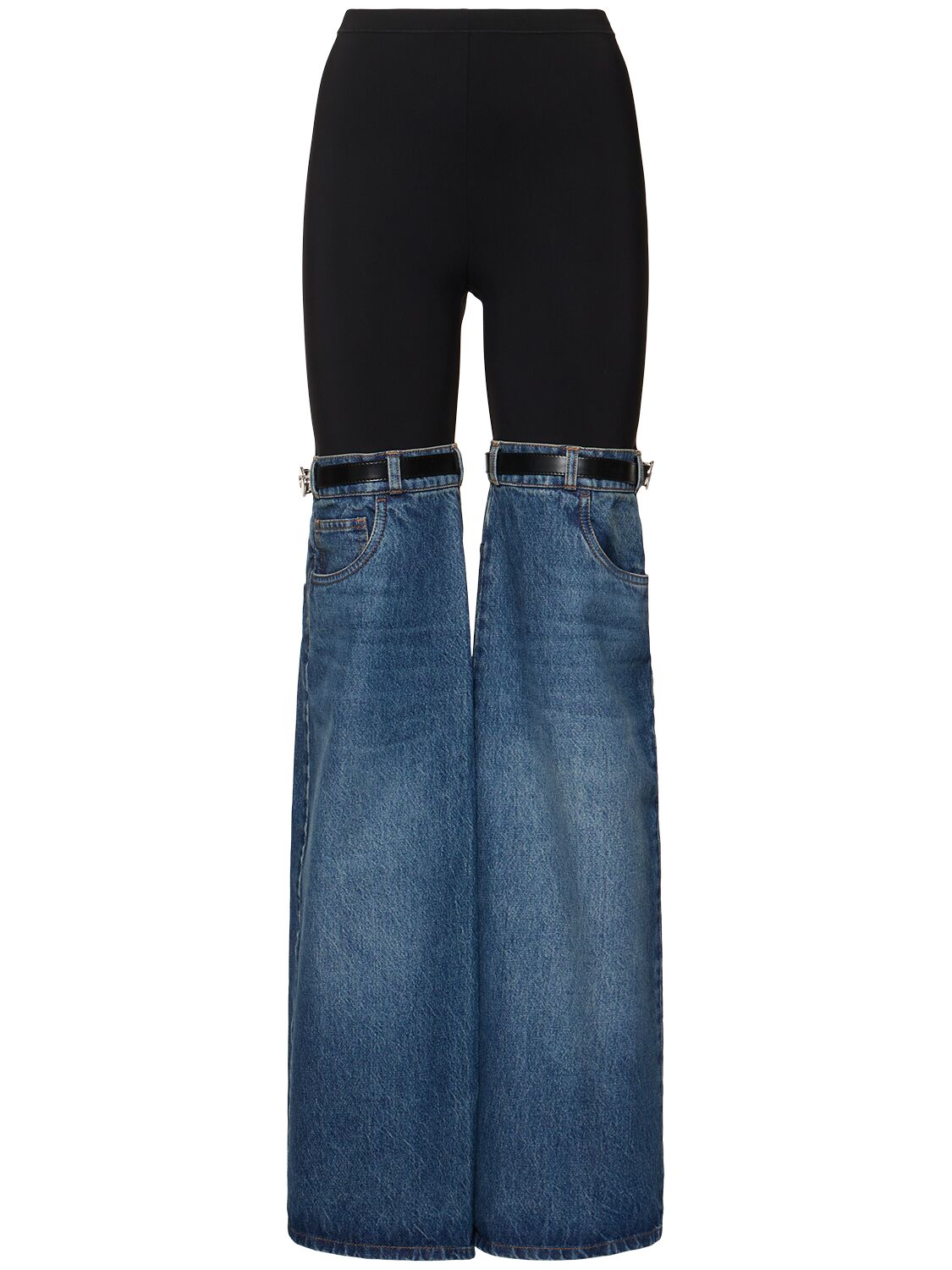 Hybrid Denim & Jersey Flared Pants