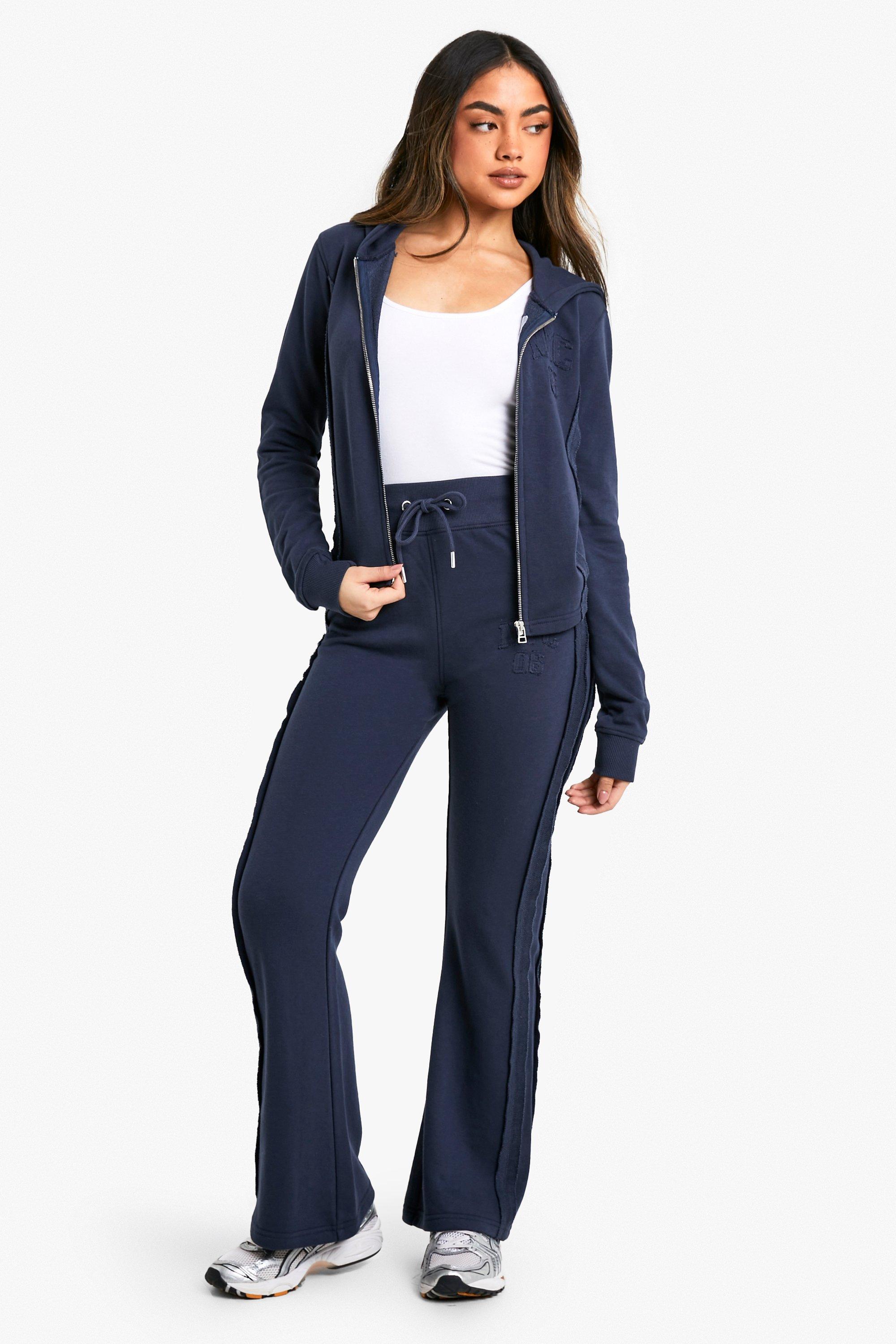NYC Applique Zip Through Shrunken Tracksuit, Navy