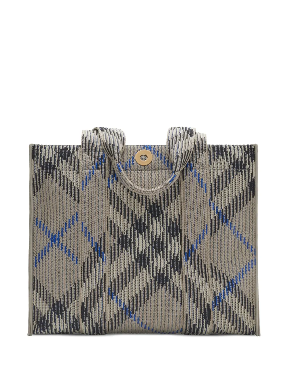 Burberry small Check knitted tote bag - Grigio