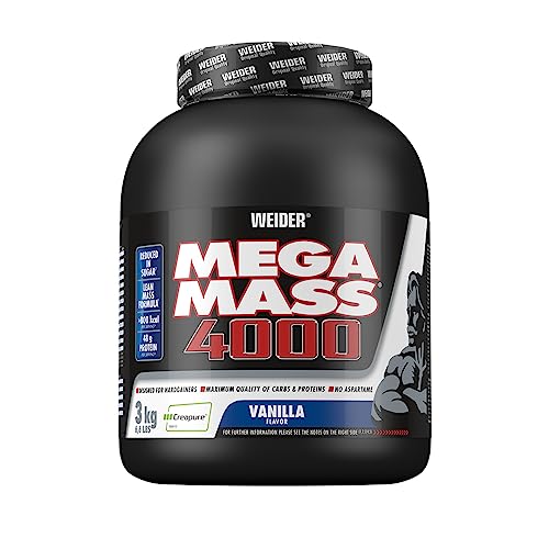 Weider Mega Mass 4000 Weight Gainer Shake Per Aumento Di Peso, Vaniglia, Con Proteine, Creatina Monoidrato Creapure, Carboidrati Complessi, Vitamine E