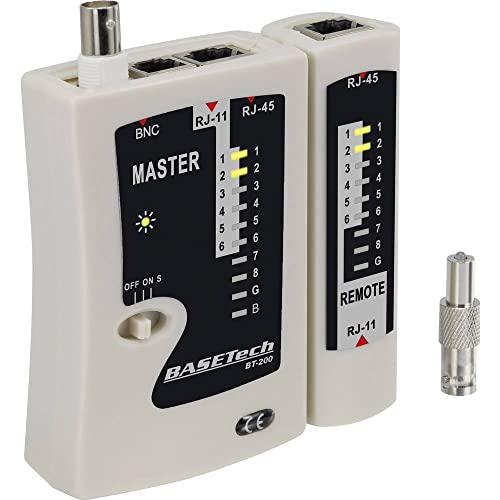 Tester Cavi Bt-200 Basetech Bt-200 Adatto Per Rj-45, Rj-11, Bnc