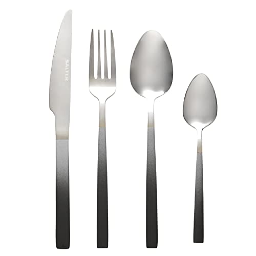 Salter Collezione Bw10075Tk Ombre Set 16 Posate In Acciaio Inossidabile, Servizio Di Posate Per 4 Persone, Finitura A Specchio, Design Moderno, Con Co
