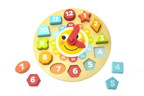 Tooky Toy 921 Tl675 Ea Wooden Clock Puzzle, Multicolour