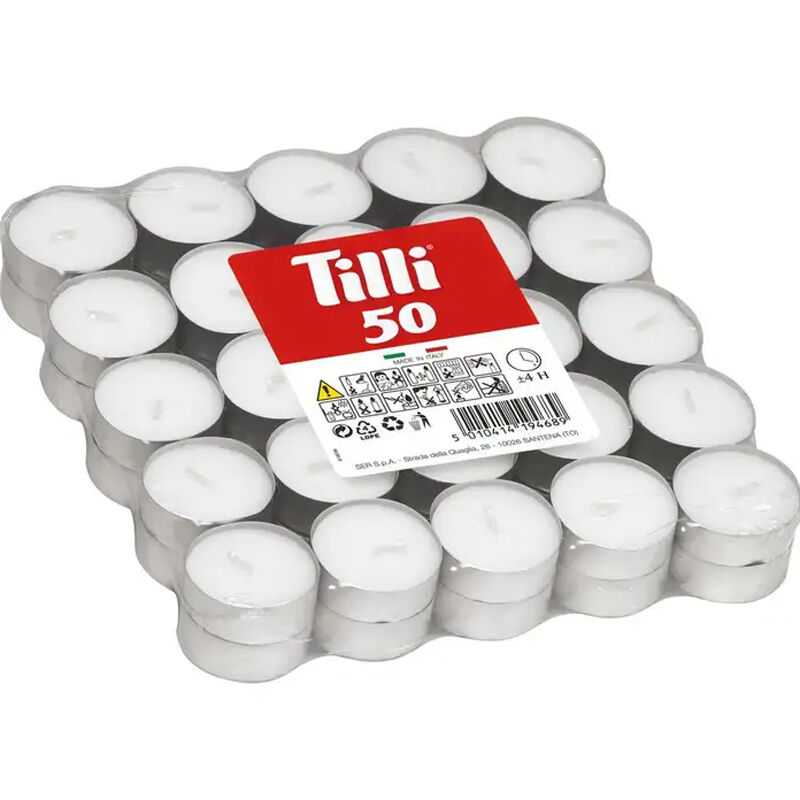 Tealight Set Candele Tealights Bianchi 50 Pezzi - -
