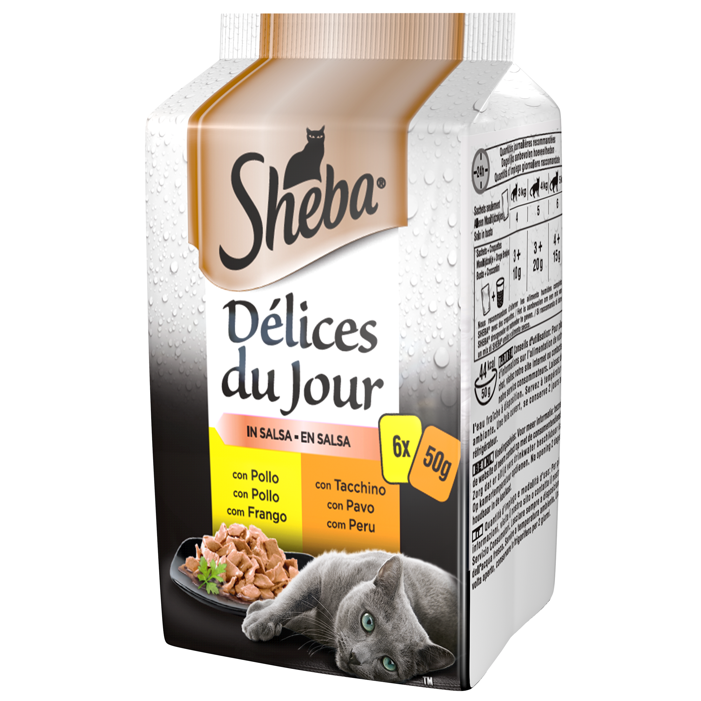 Sheba Cat Delice du Jour Pollo e Tacchino in Salsa 6x50 gr - -
