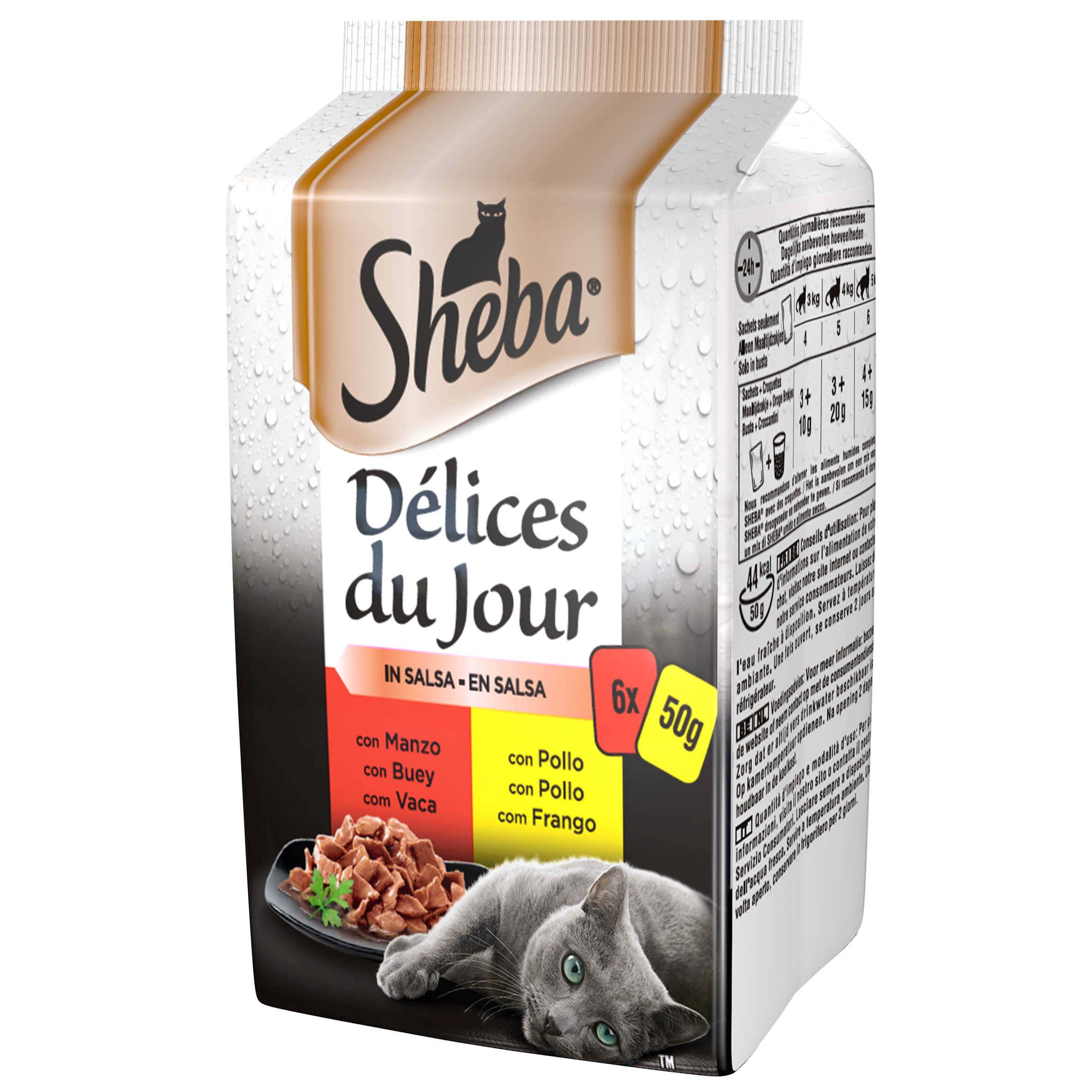 Sheba Cat Delice du Jour Manzo e Pollo in Salsa 6x50 gr - -