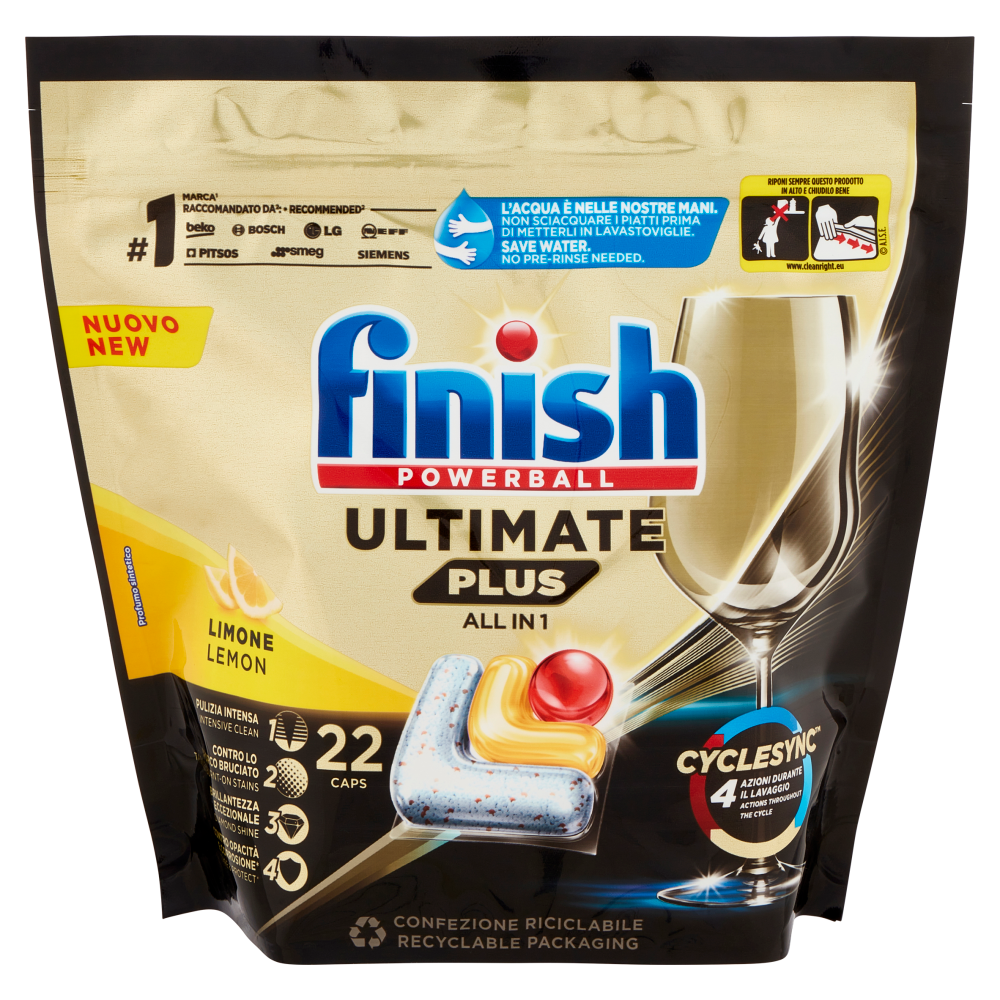 Finish Ultimate Plus All In One Limone Lavastoviglie 22 Caps - -