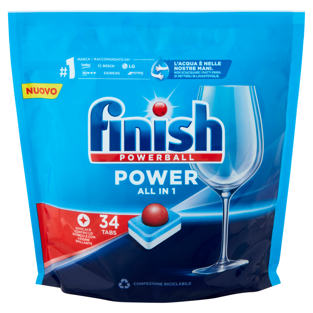 Finish Power All in One Regular Pastiglie Lavastoviglie 34 Lavaggi - -
