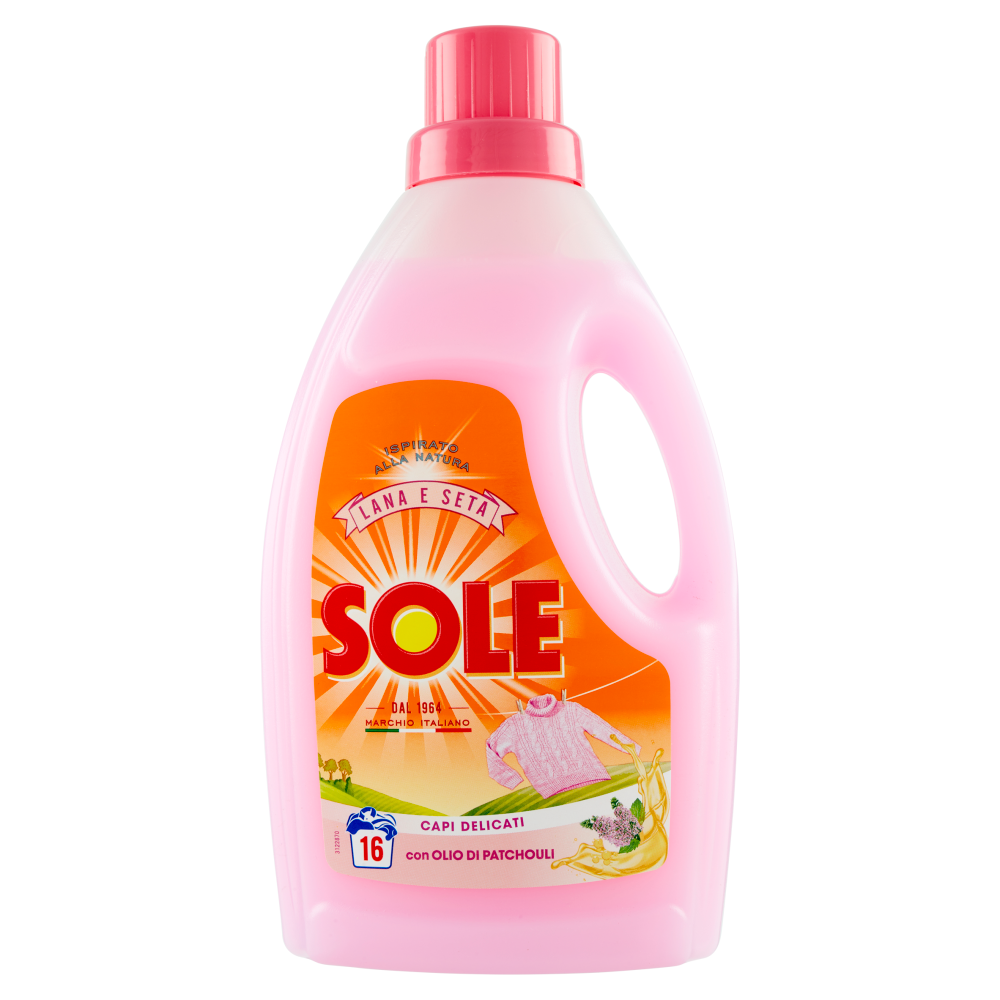 Sole Lana e Seta Capi Delicati con Olio di Patchouli 16 Lavaggi 1000ml - -