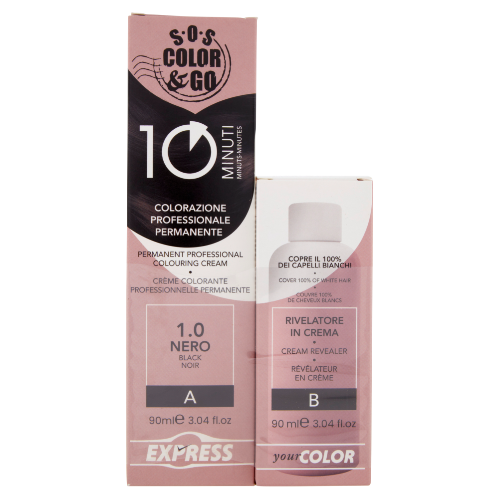 Alama SOS Colorazione Permanente e Rivelatore in Crema 1.0 Nero 90ml - -