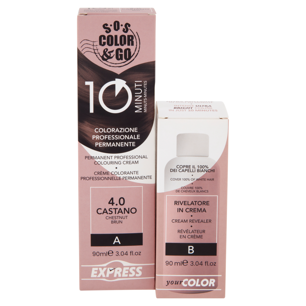 Alama SOS Colorazione Permanente e Rivelatore in Crema 4.0 Castano 90ml - -